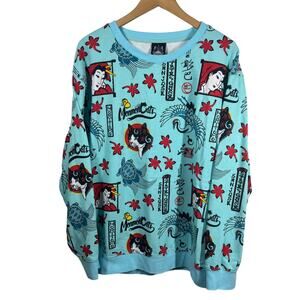 Monmon Cats SUN CAT FRENCH TERRY CREWNECK Men Blue Athleisure Loungewear Turtle
